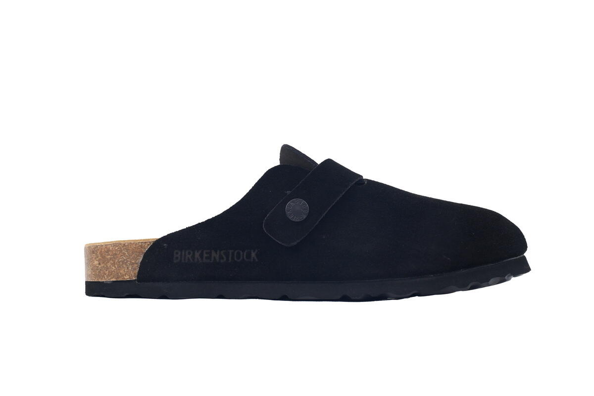 Birkenstock Boston Soft Footbed Black Velvet And Black Buckle Reps