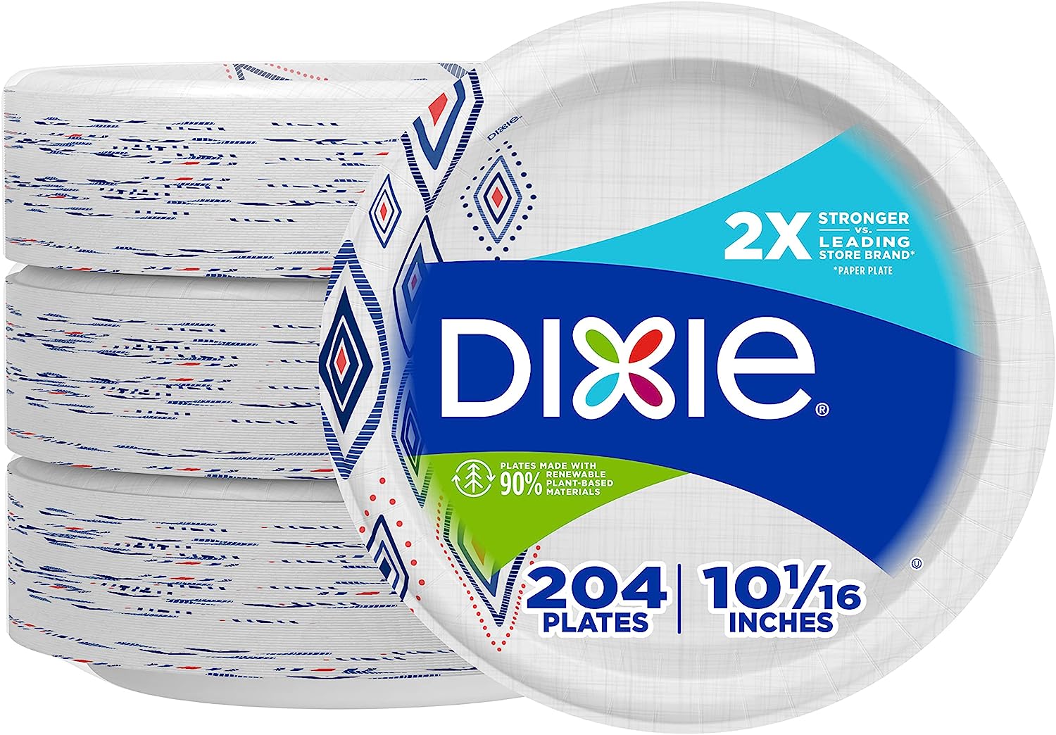 10 Inch Paper Plates, Dinner Size Printed Disposable Plate, 204 Count (3 Packs of 68 Plates)