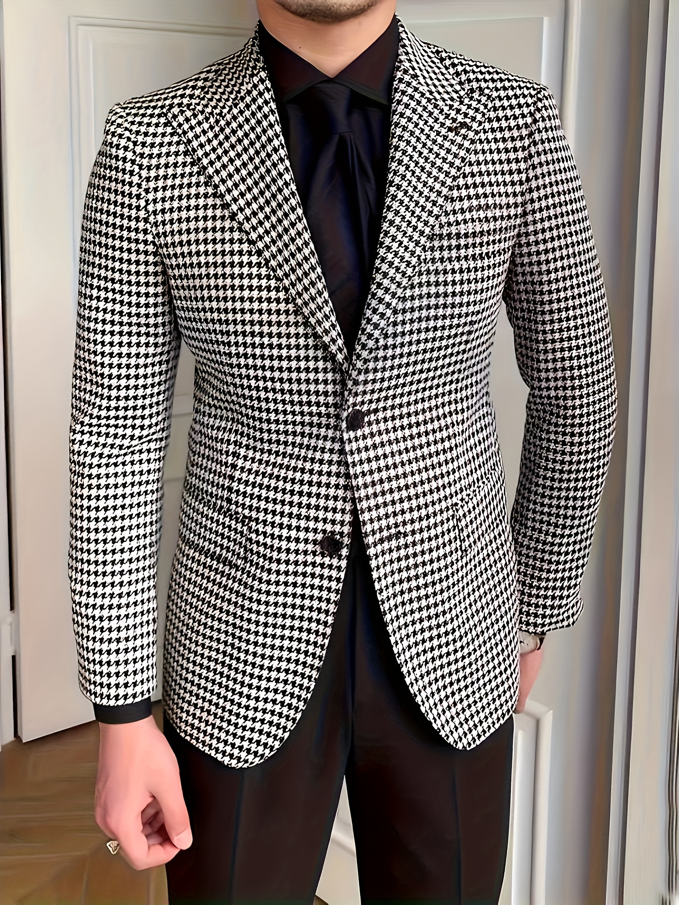 Men'S Formal Blazer - Classic Notch Lapel Business coat, Structured Non-Stretch Jacket for Office, Wedding, Formal Events - Fall/Winter Professional & Evening Attire