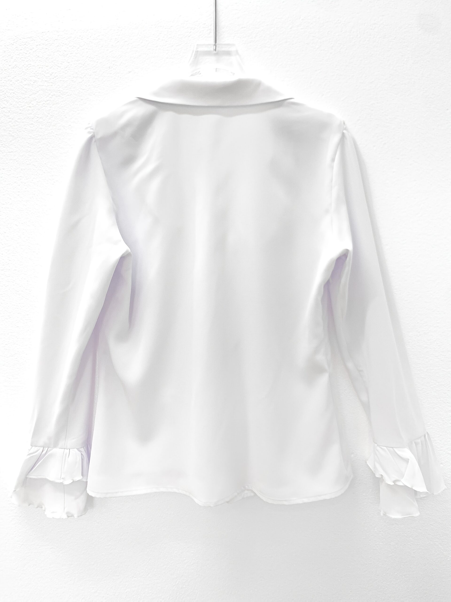 Elegant Deep V-Neck Blouse with Ruched Detail – Long Sleeve, White Button-Up Shirt for Women, Perfect for Mature and Formal Occasions, Formal Attire