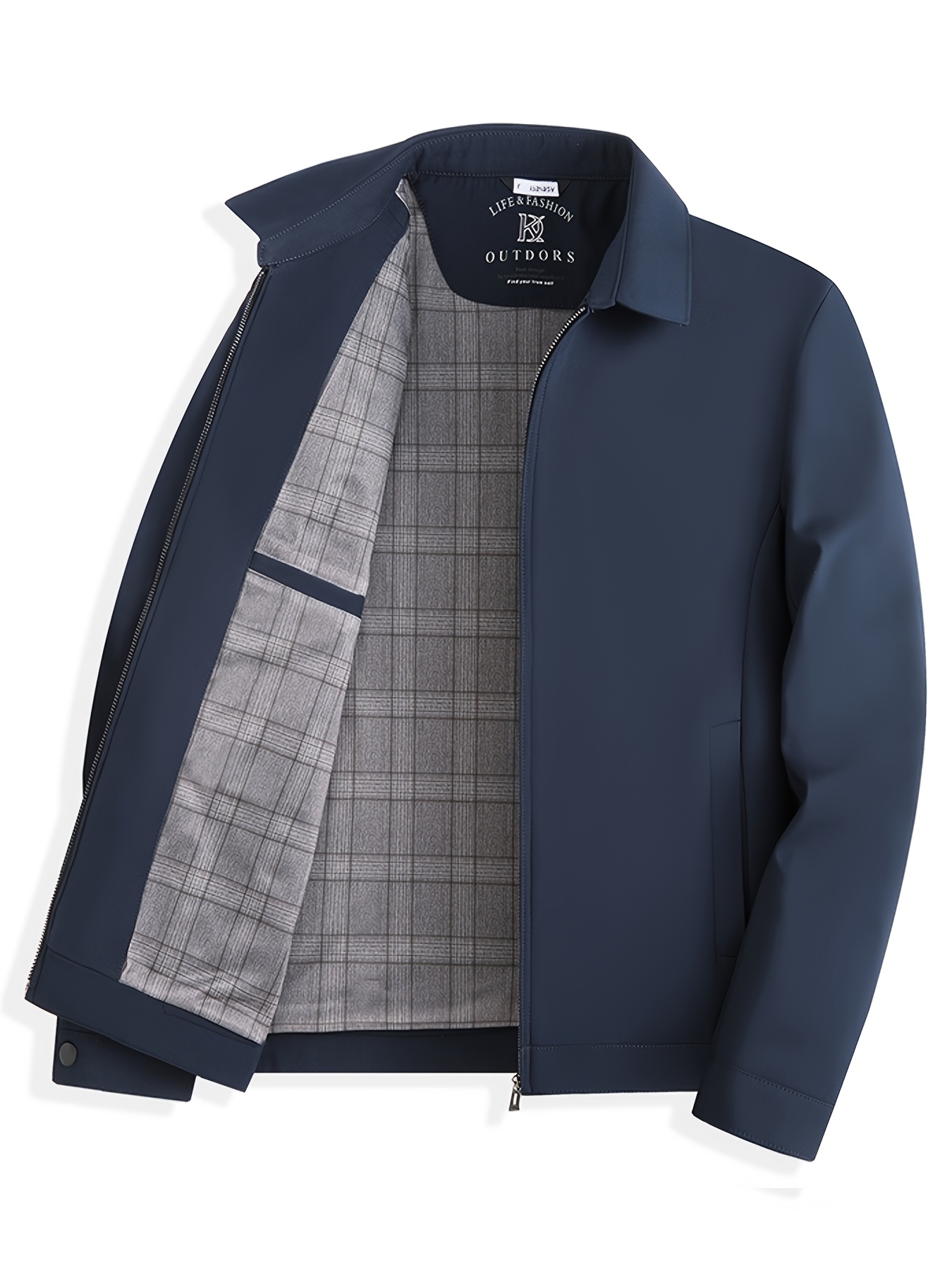 Men'S Lightweight Softshell Jacket - Solid Color Lapel Collar Zipper Front Casual Business Casual Coat with Pockets, Regular Fit Spring/Fall Outdoor Jacket for Men