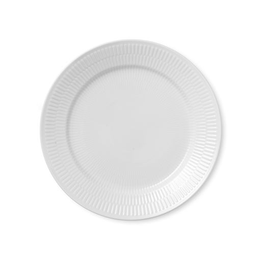 Royal Copenhagen  Hvid Riflet Tallerken, White, Ø25 cm