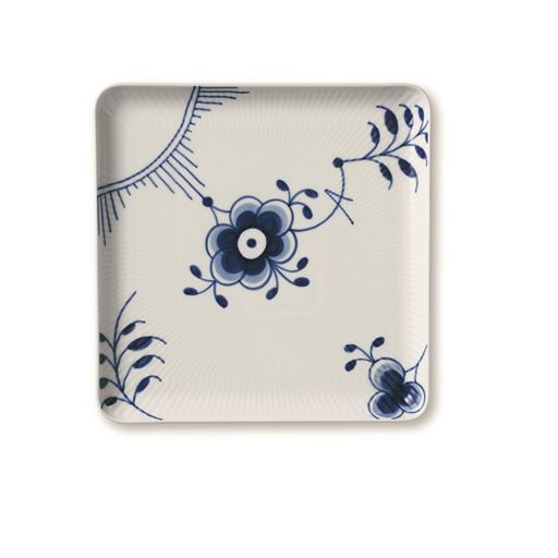 Royal Copenhagen  Blå Mega Riflet Firkantet Serveringsfad, Blå, 20x20 cm
