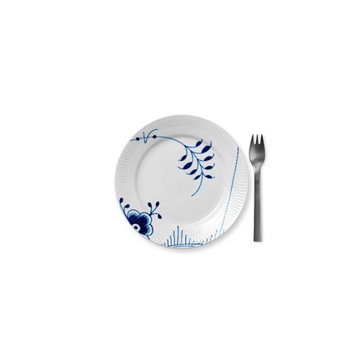 Royal Copenhagen  Blå Mega Riflet Desserttallerken, Ø19 cm