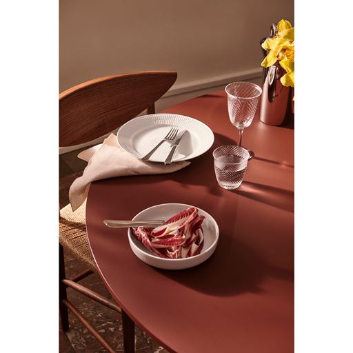 Royal Copenhagen  Hvid Riflet Tallerken, White, Ø25 cm