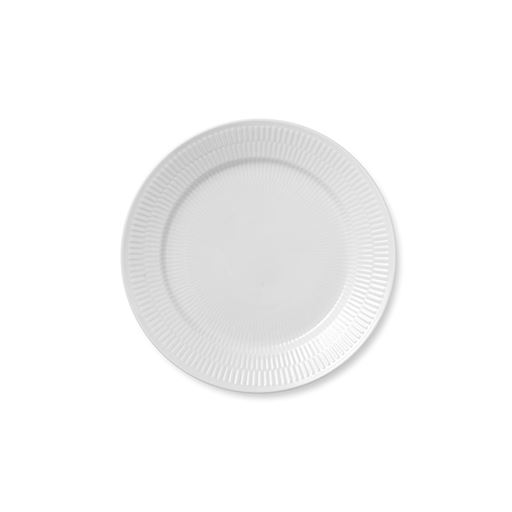 Royal Copenhagen  Hvid Riflet Middagstallerken, Hvid, Ø27 cm