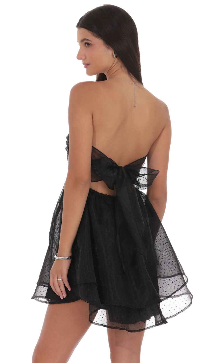 Dotted Cutout Babydoll Dress in Black