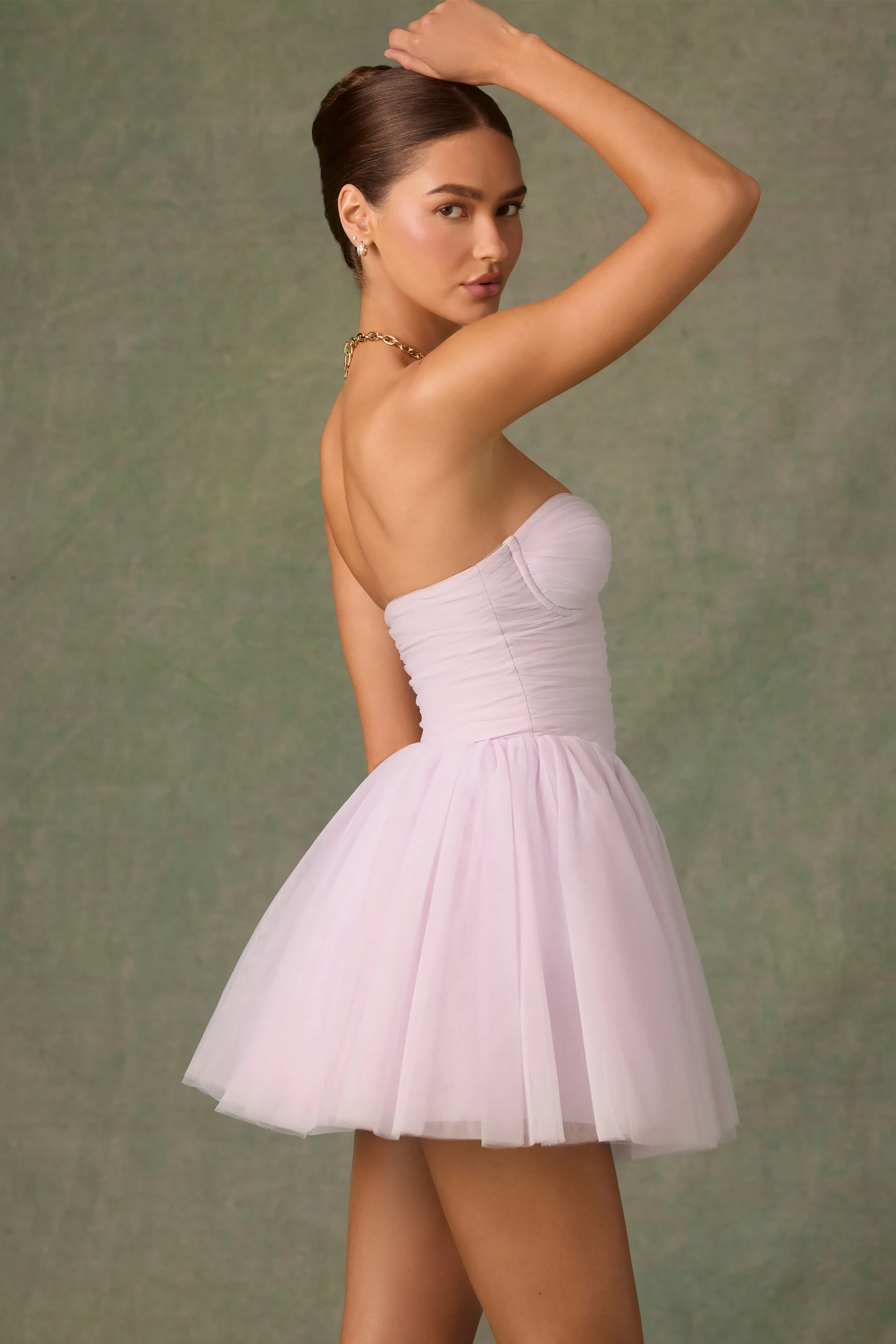Tulle Corset Mini Dress in Lilac