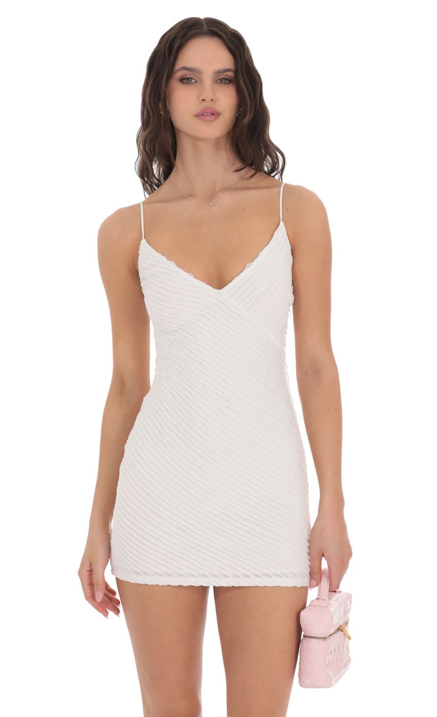 Mini Ruffles Bodycon Dress in White