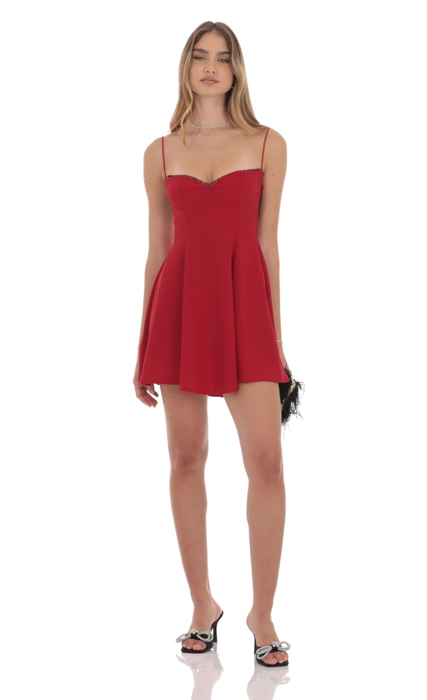 Back Lace A-Line Dress in Red