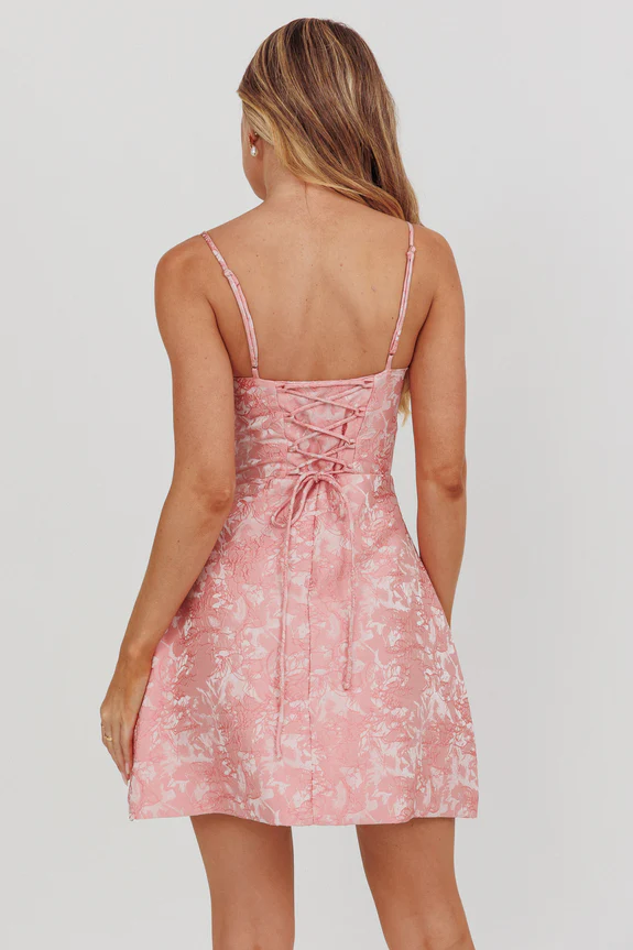 Kyrah Lace-Up Back Mini Dress Floral