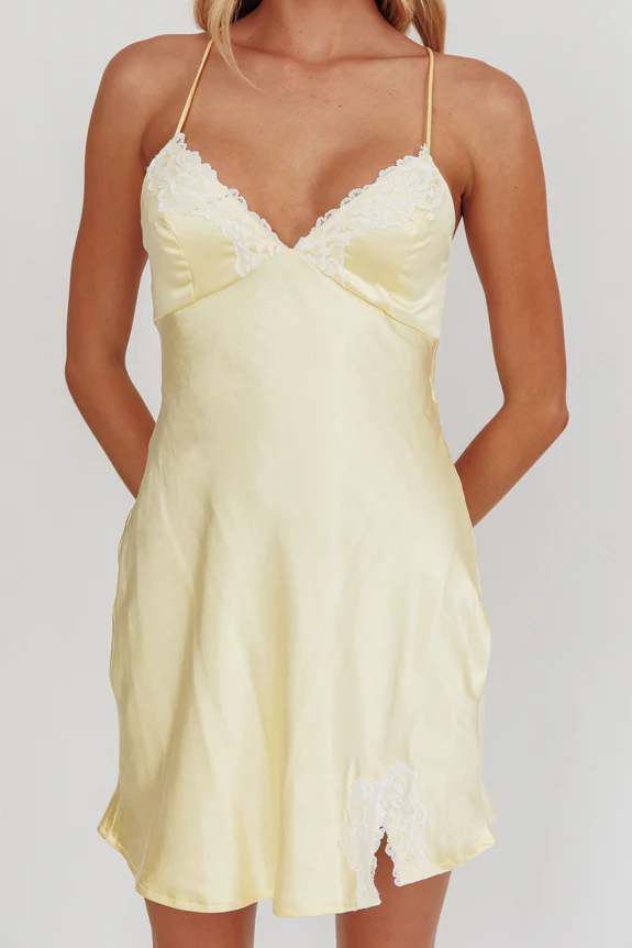 Las Vegas Strappy Back Lace Trim Mini Dress