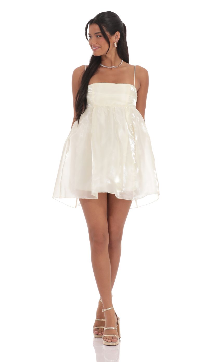 Sheen Babydoll Dress in Cream