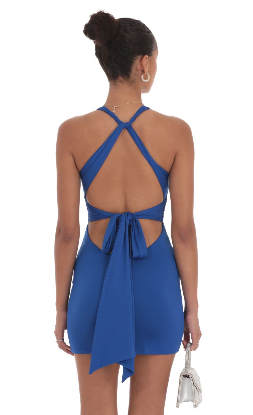 Twist Open Back Dress in Royal Blue