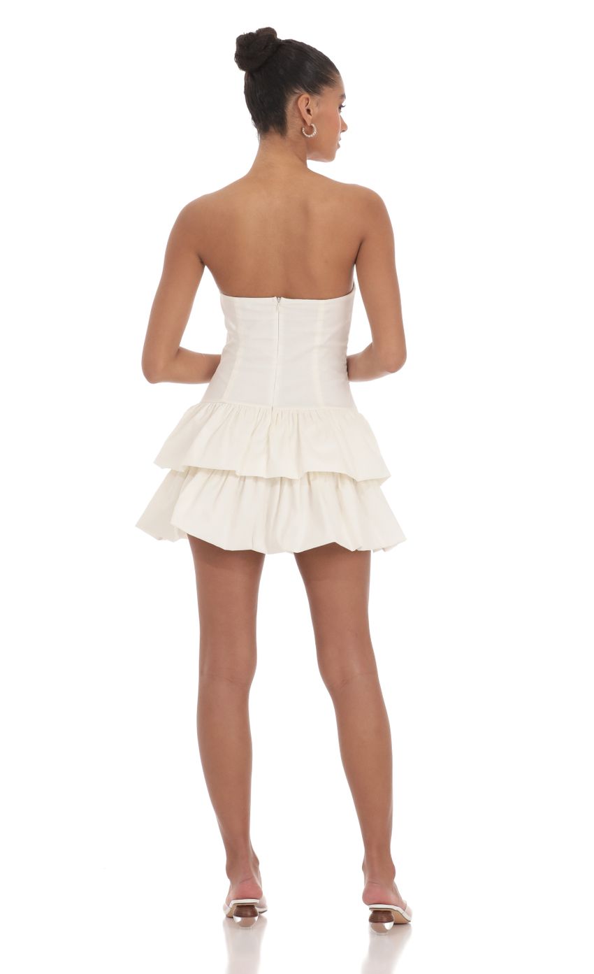 Strapless Corset Bubble Dress in Ivory