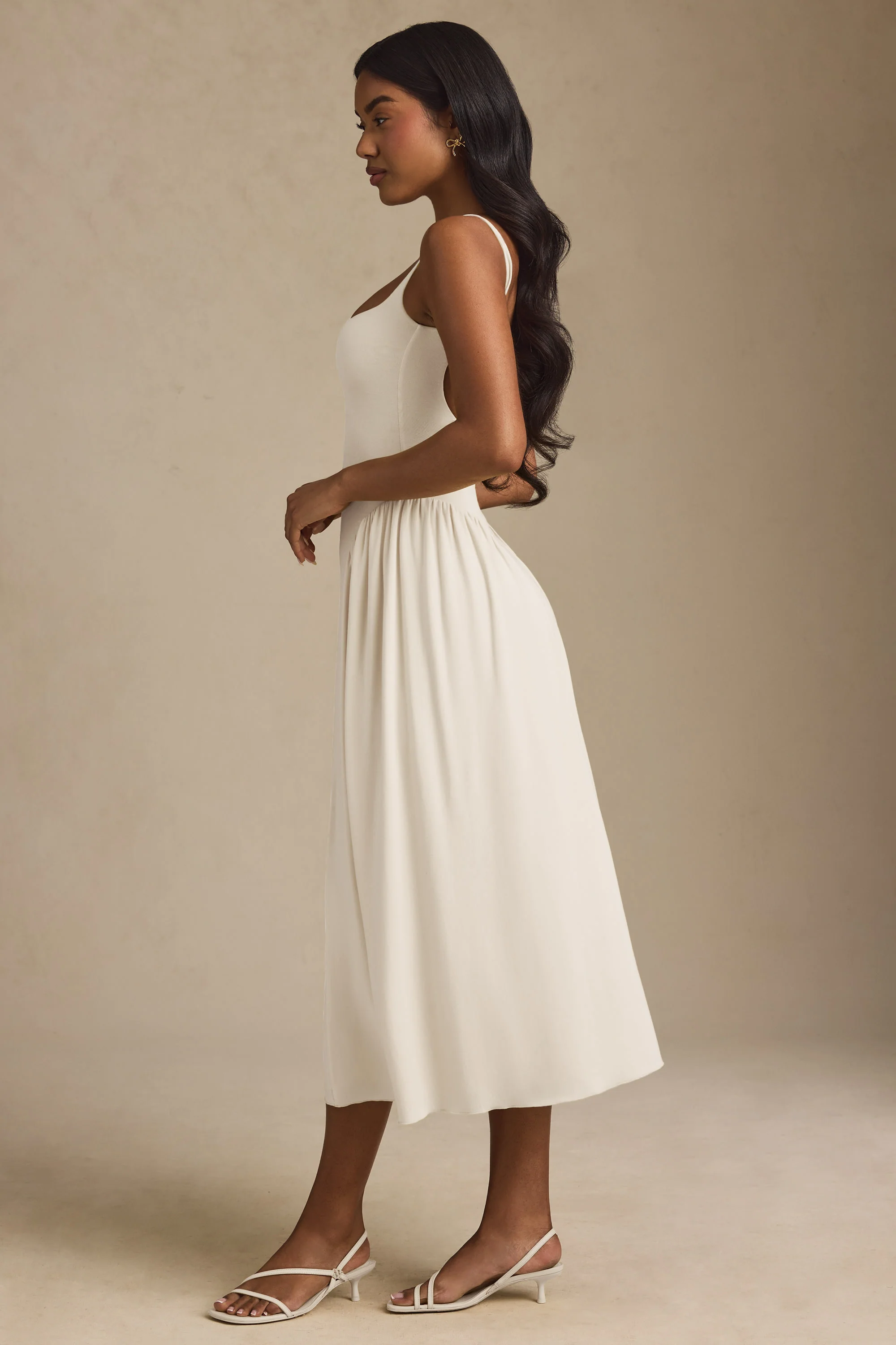 Low-Back A-Line Midaxi Dress in Ivory