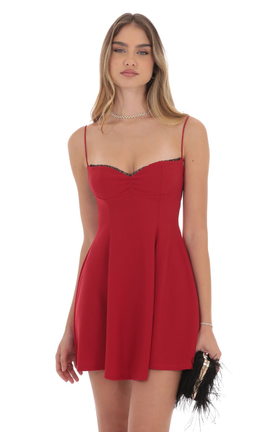 Back Lace A-Line Dress in Red