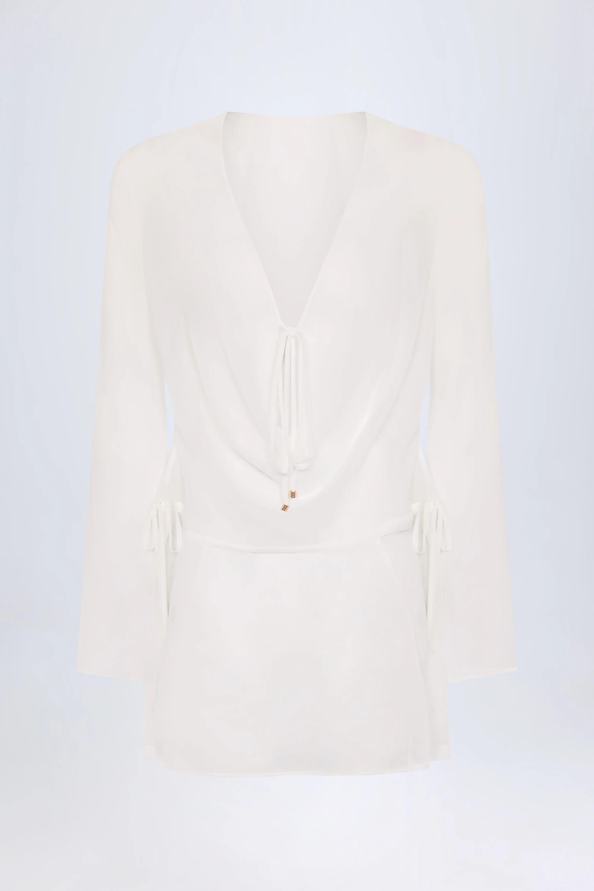 Cowl-Neck Mini Dress in White