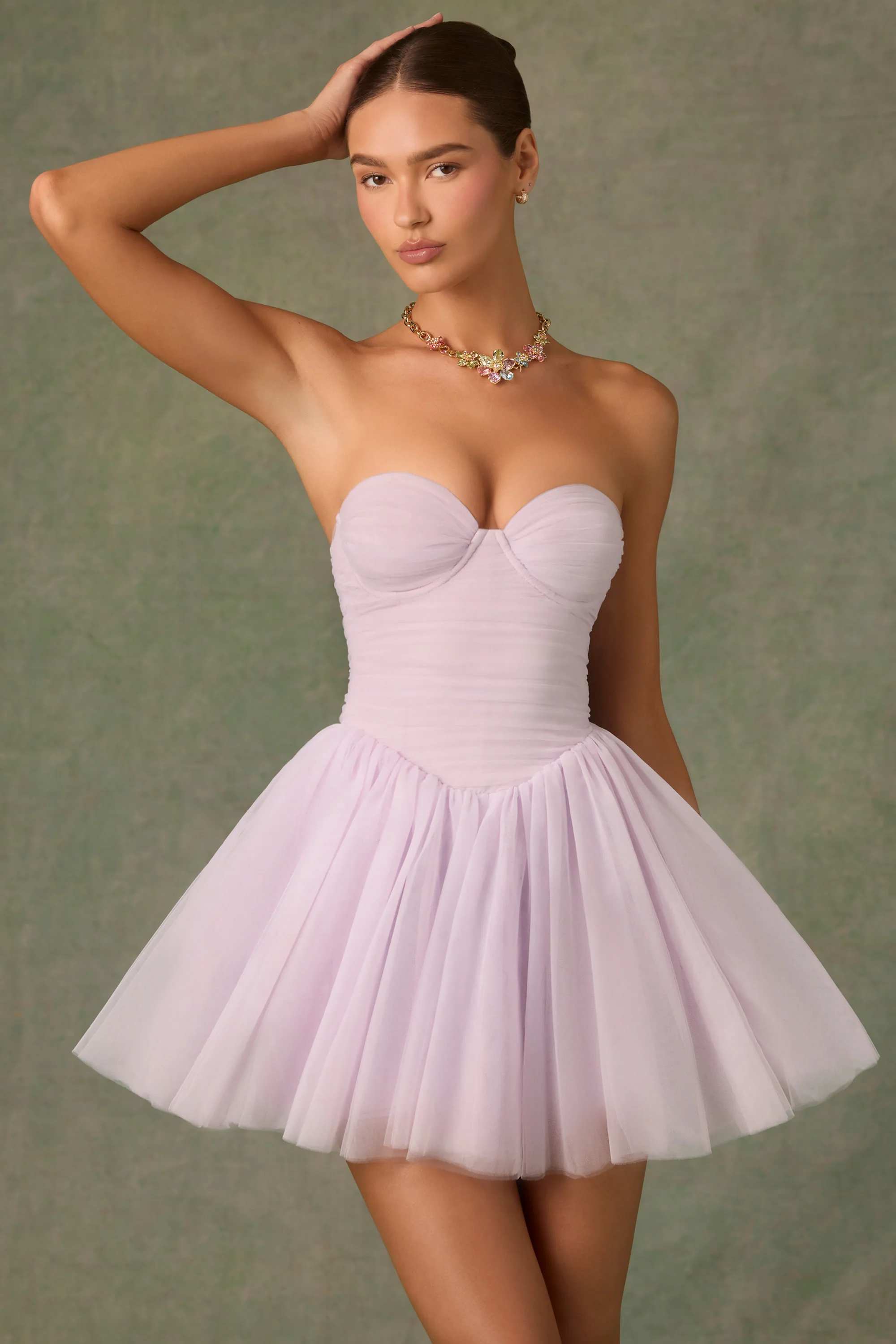 Tulle Corset Mini Dress in Lilac