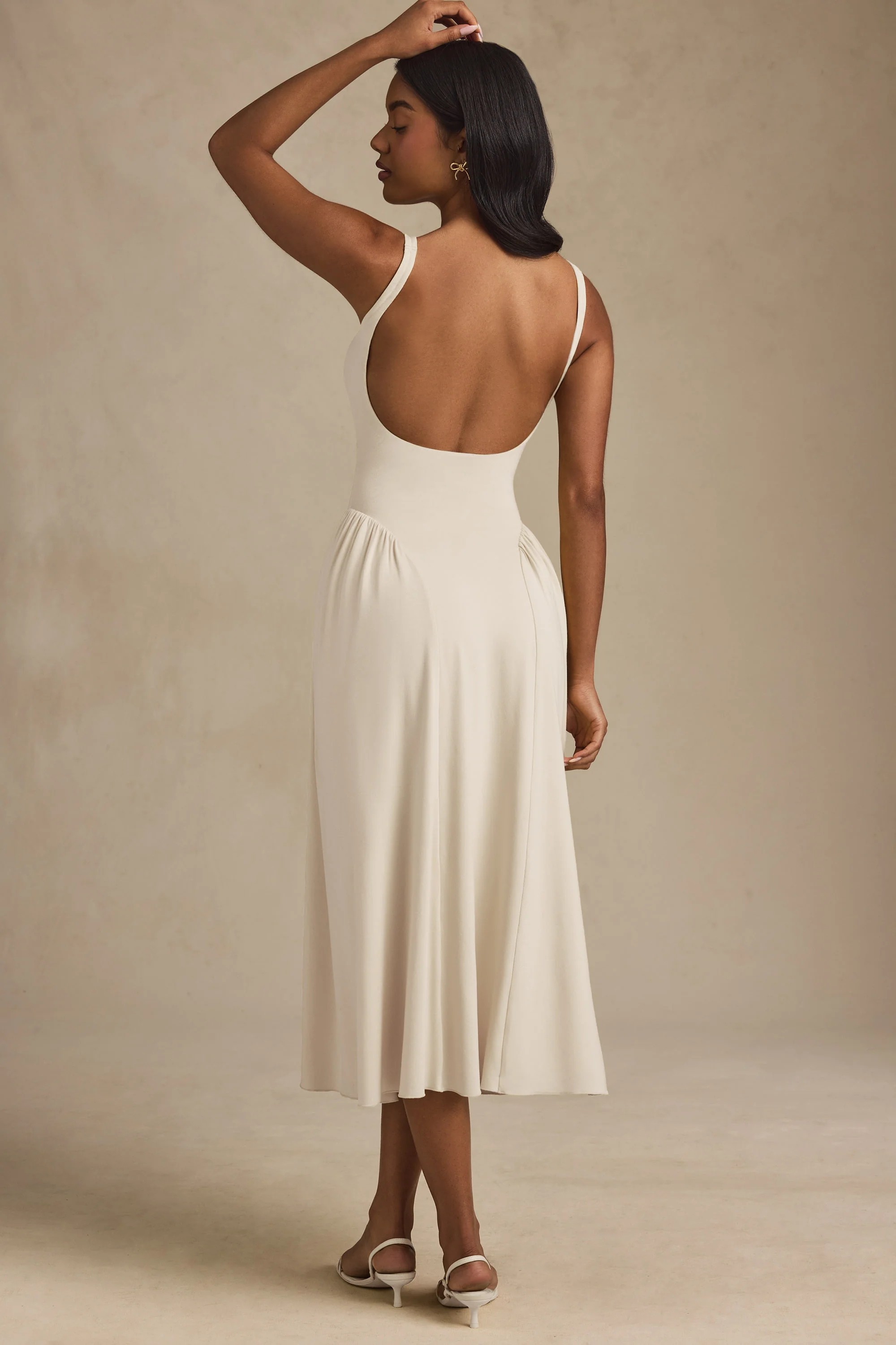 Low-Back A-Line Midaxi Dress in Ivory