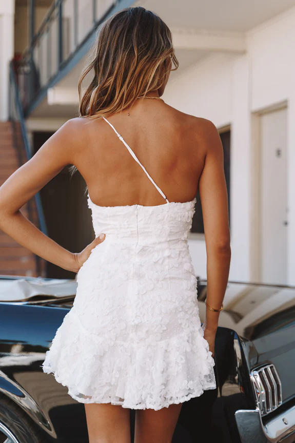 Lilah One Shoulder Embellished Dress Steel Blue