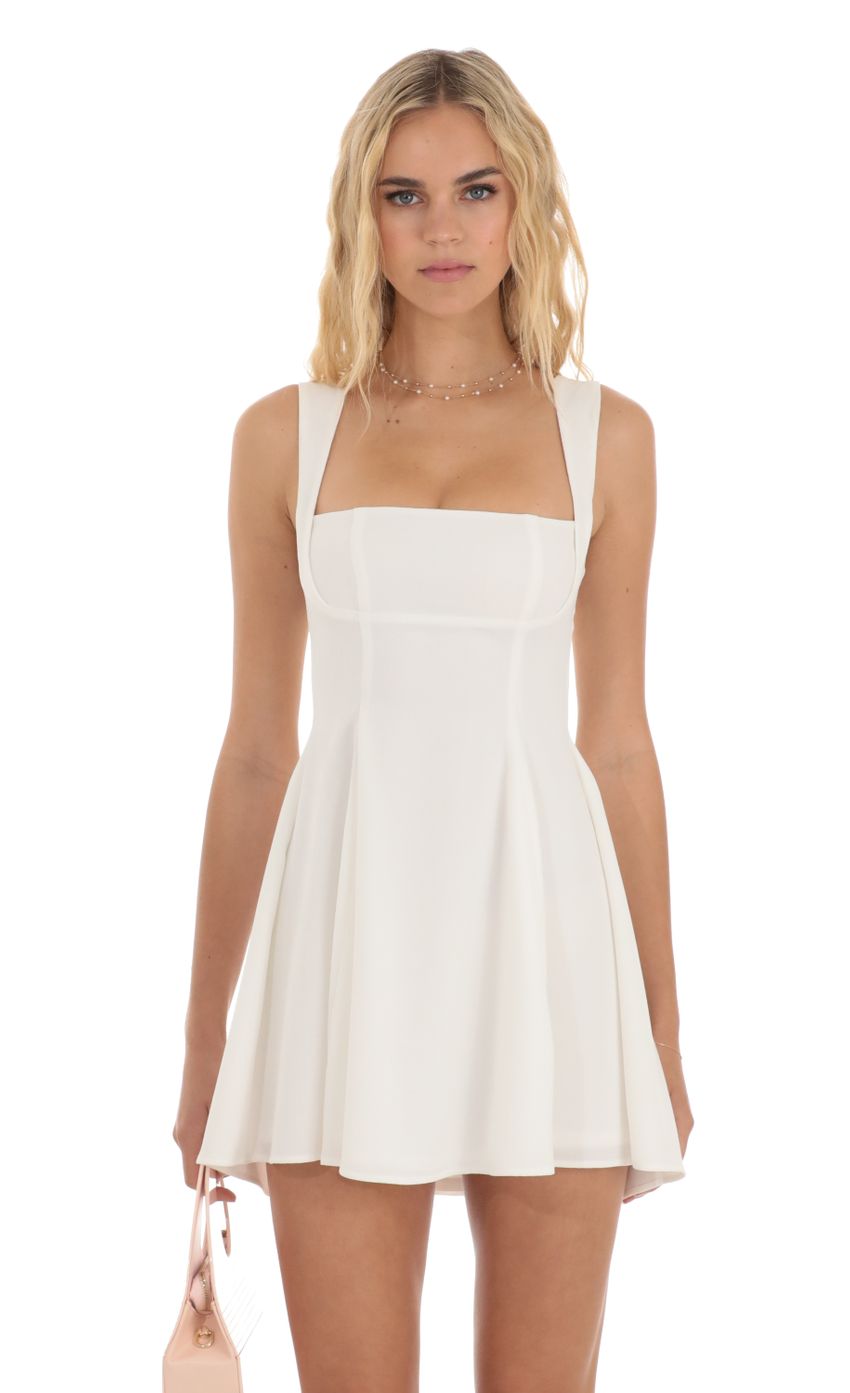 Back Bow Fit and Flare Dress in Ivory