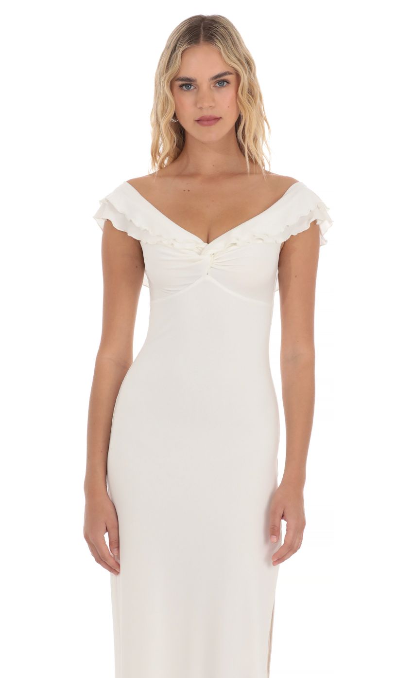 Off Shoulder Twist Maxi Dress in White