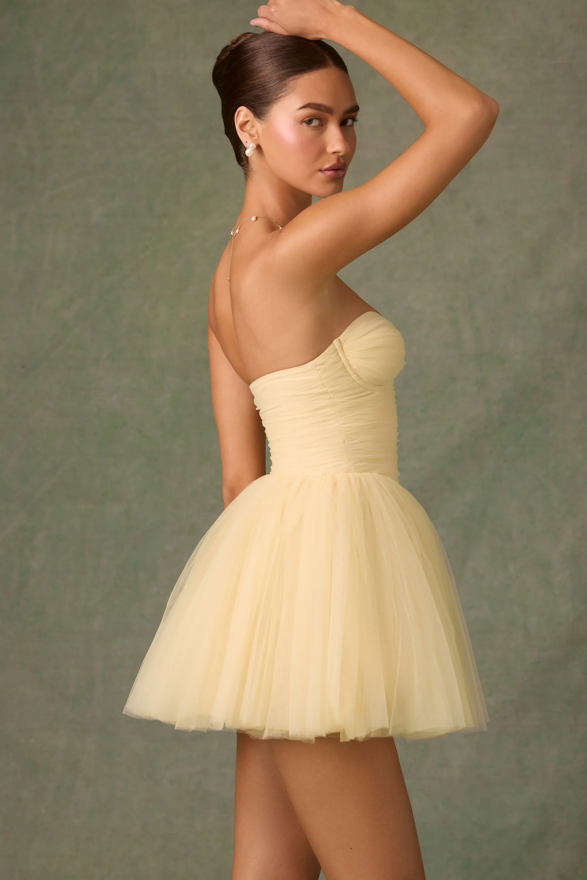 Tulle Corset Mini Dress in Yellow