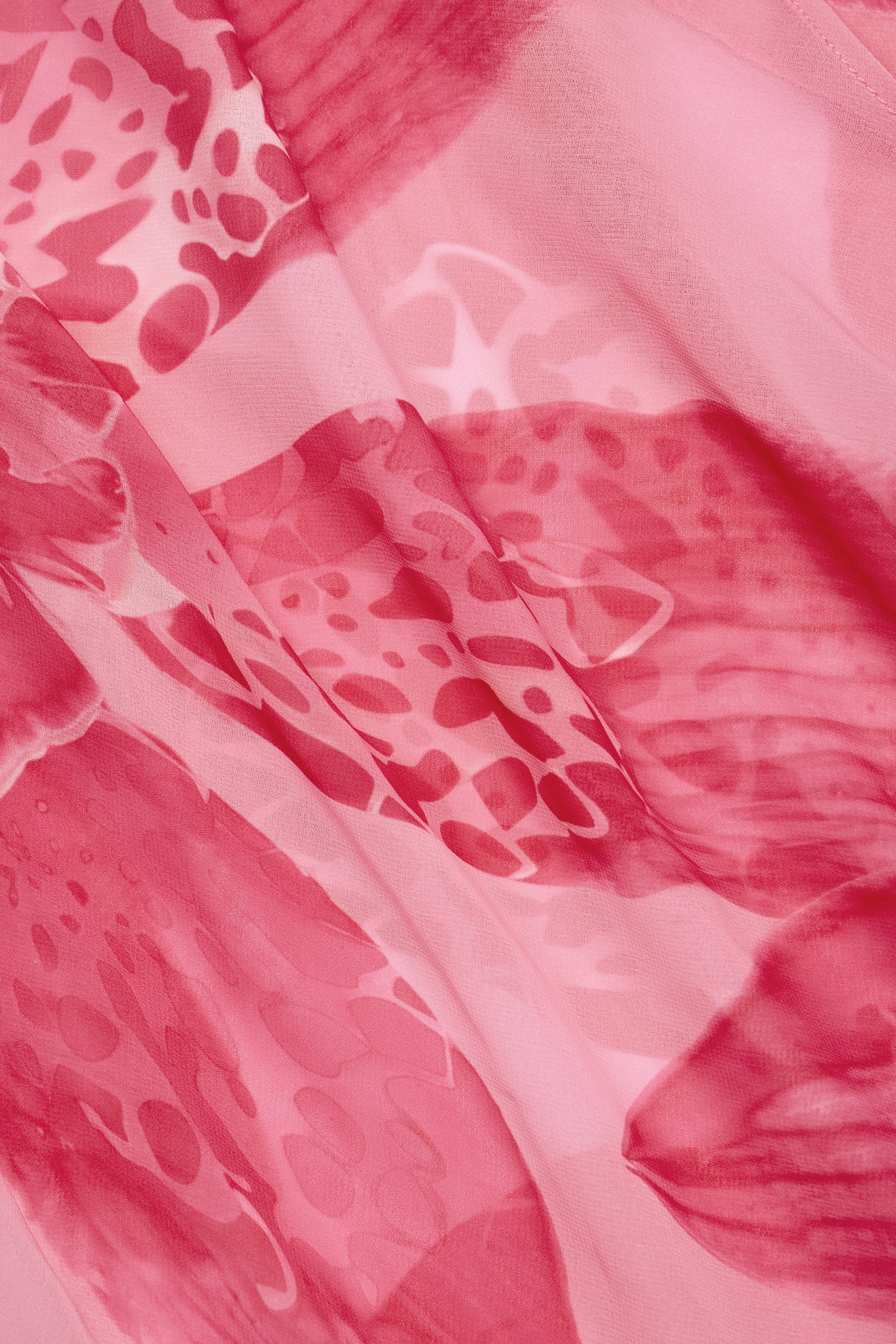 Cowl-Neck Hardware-Detail Maxi Dress in Pink Orchid Print