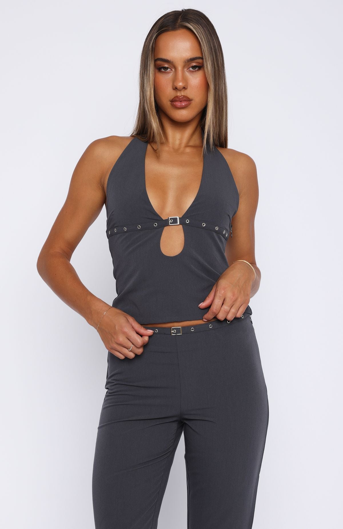 Firestorm Halter Top Charcoal