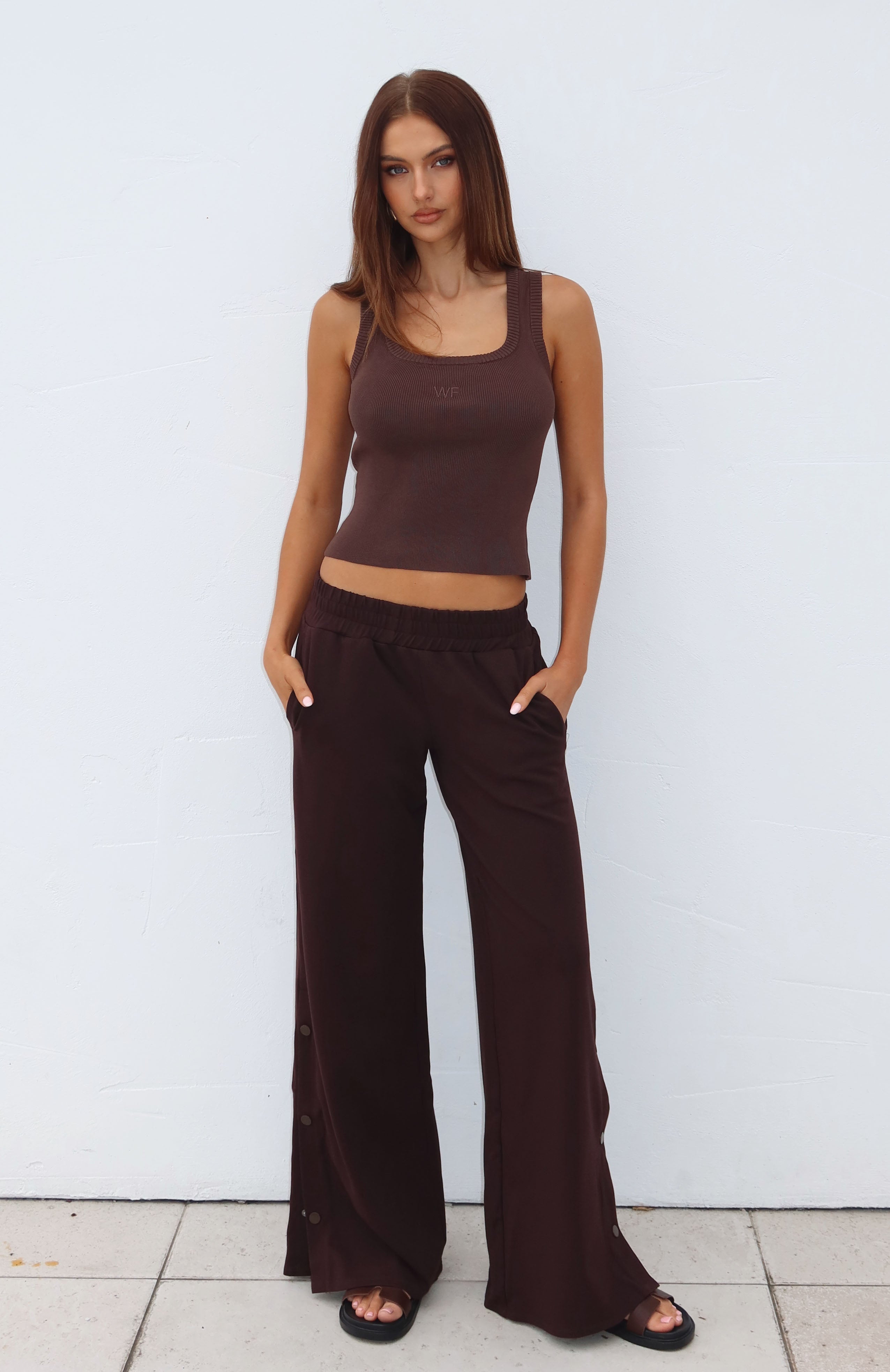 Our Bridges Burned Wide Leg Pants Chocolate
