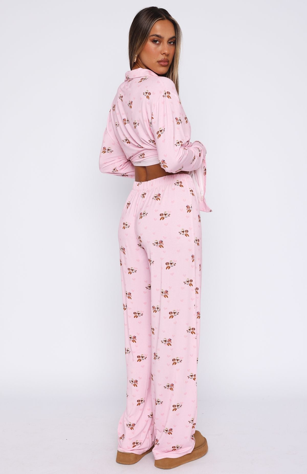 Pillow Talk Printed Long Sleeve Pyjama Set Candy Breakfast