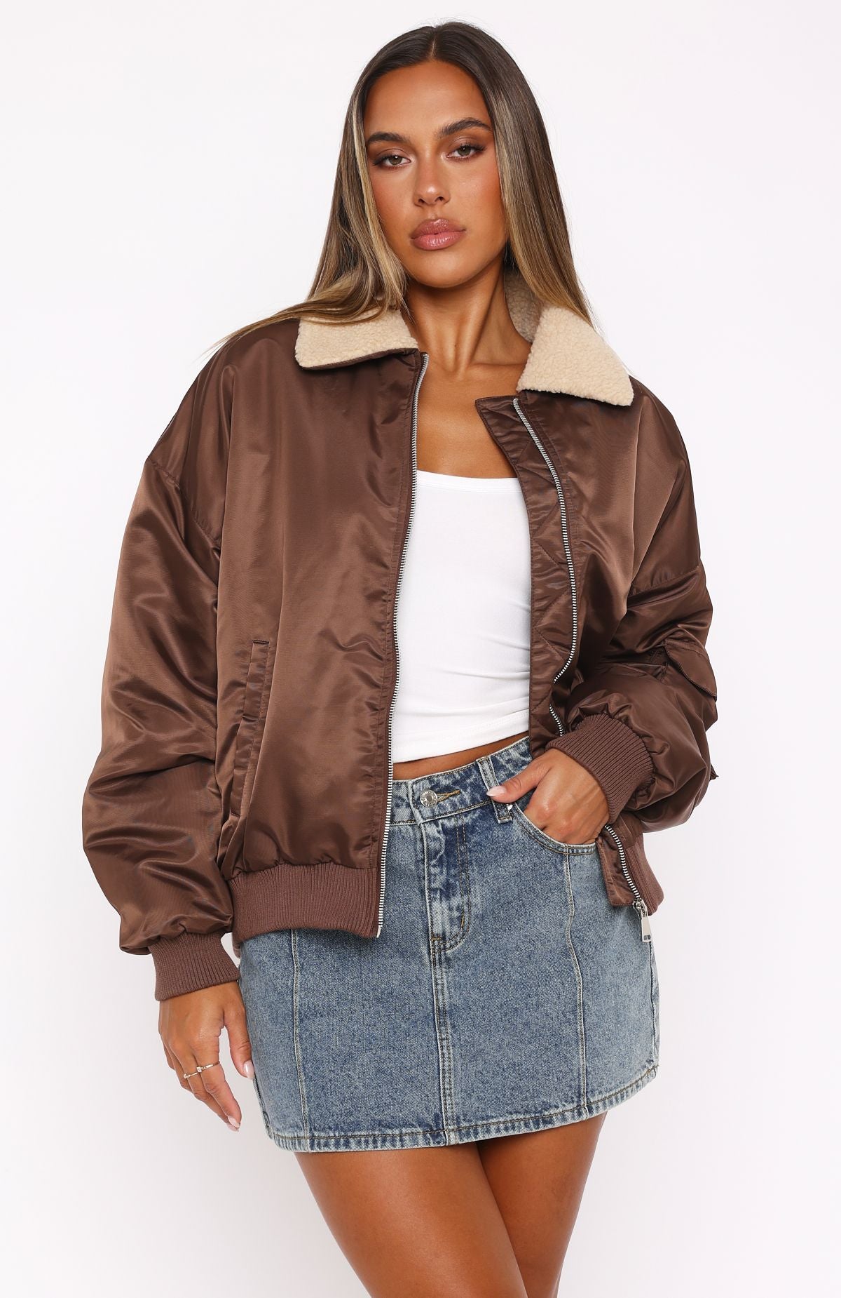 No Airtime Bomber Jacket Chocolate