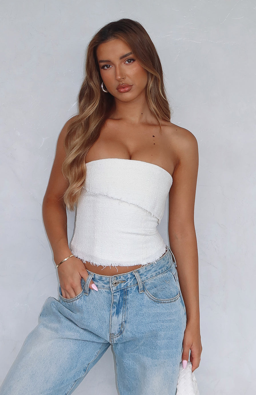 On The Outside Strapless Bustier Off White