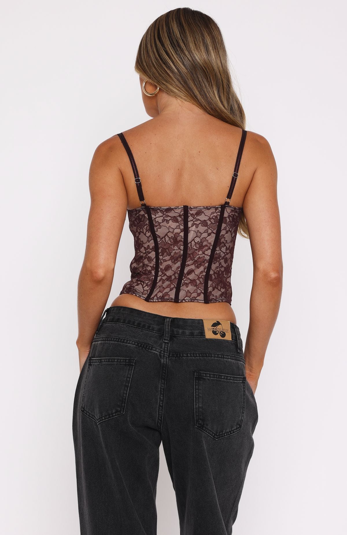 Raise A Glass Lace Bustier Burgundy