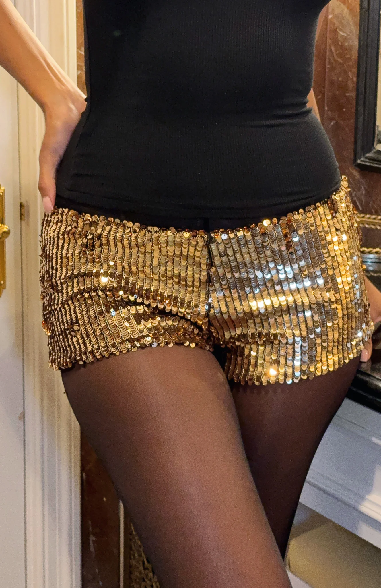 Bold Moves Sequin Shorts Gold