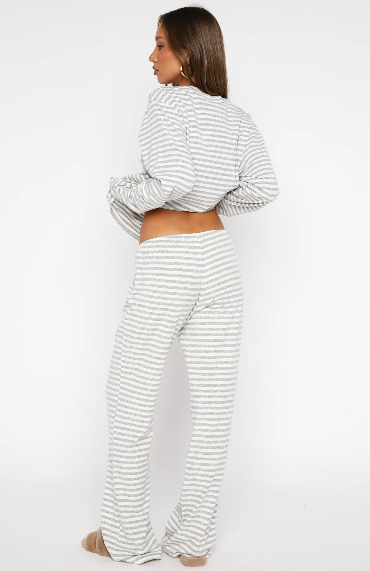 Slow Life Pyjama Pants Grey/White Stripe