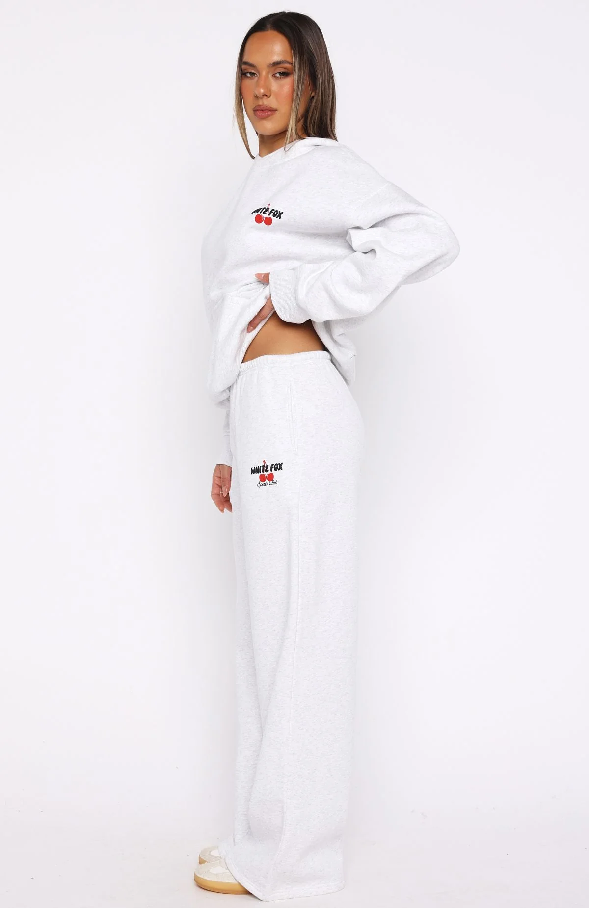 Club 14 Cassie Wide Leg Sweatpants Grey Marle