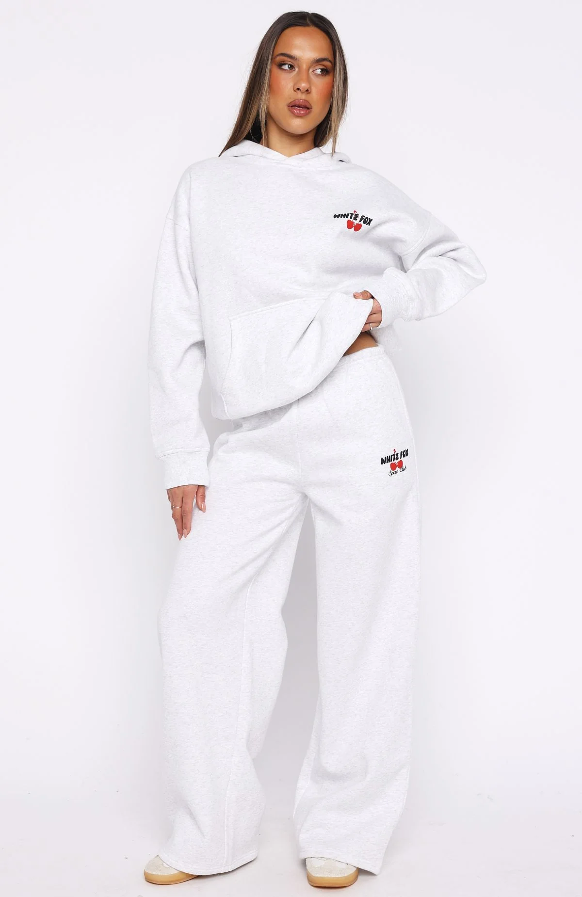 Club 14 Cassie Wide Leg Sweatpants Grey Marle