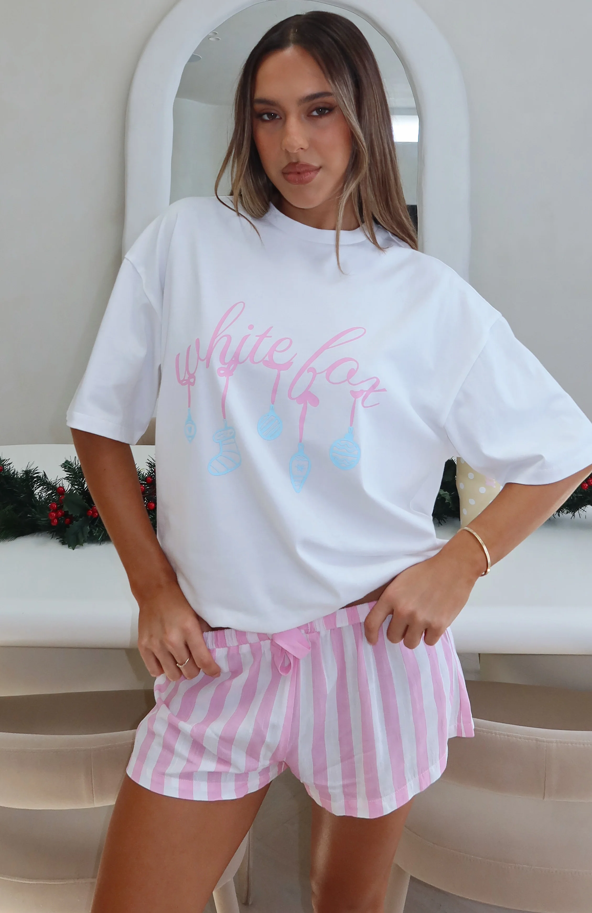 Silly Season Pyjama Oversized Tee White