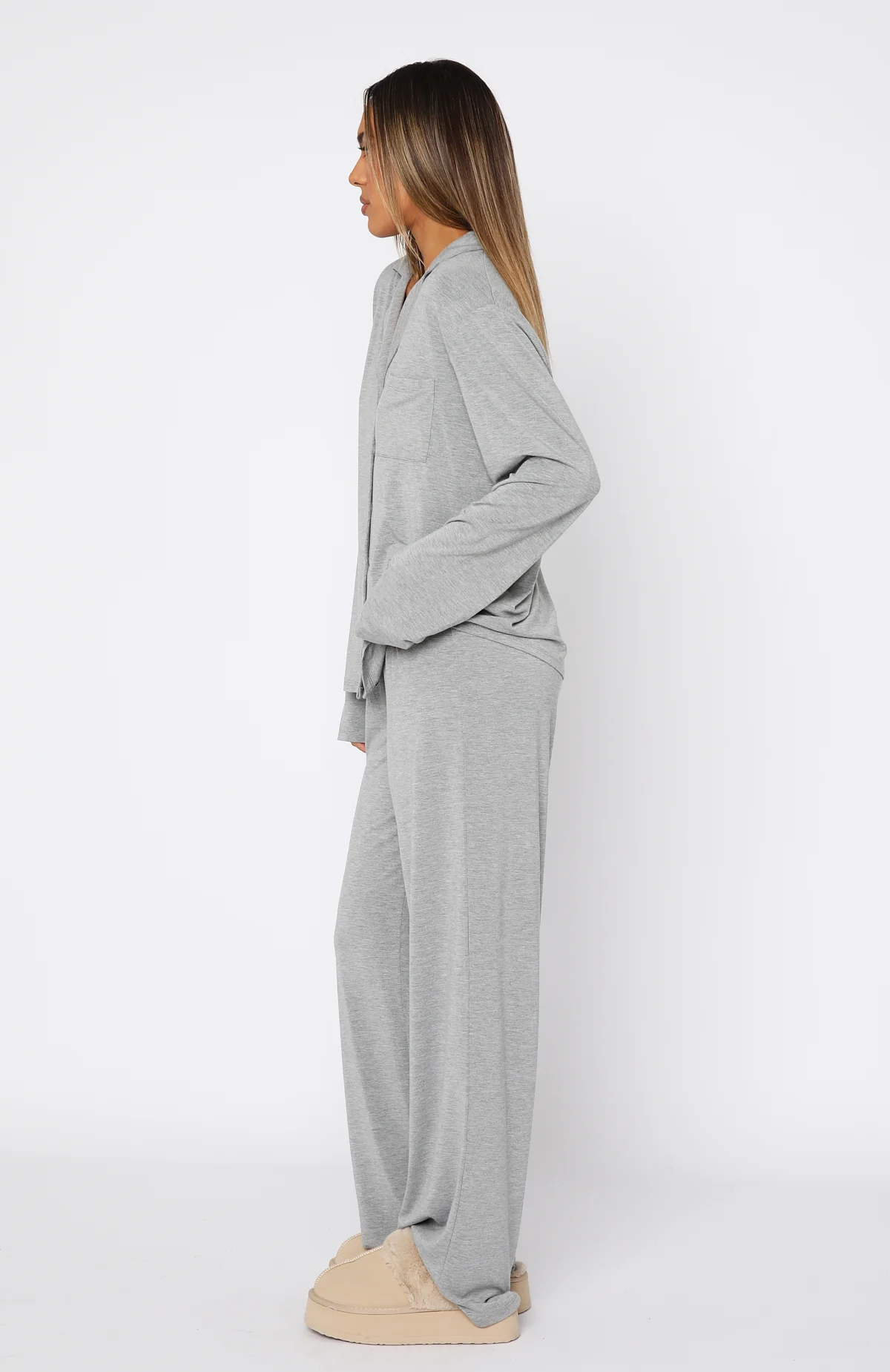 Pillow Talk Long Sleeve Pyjama Set Grey Marle