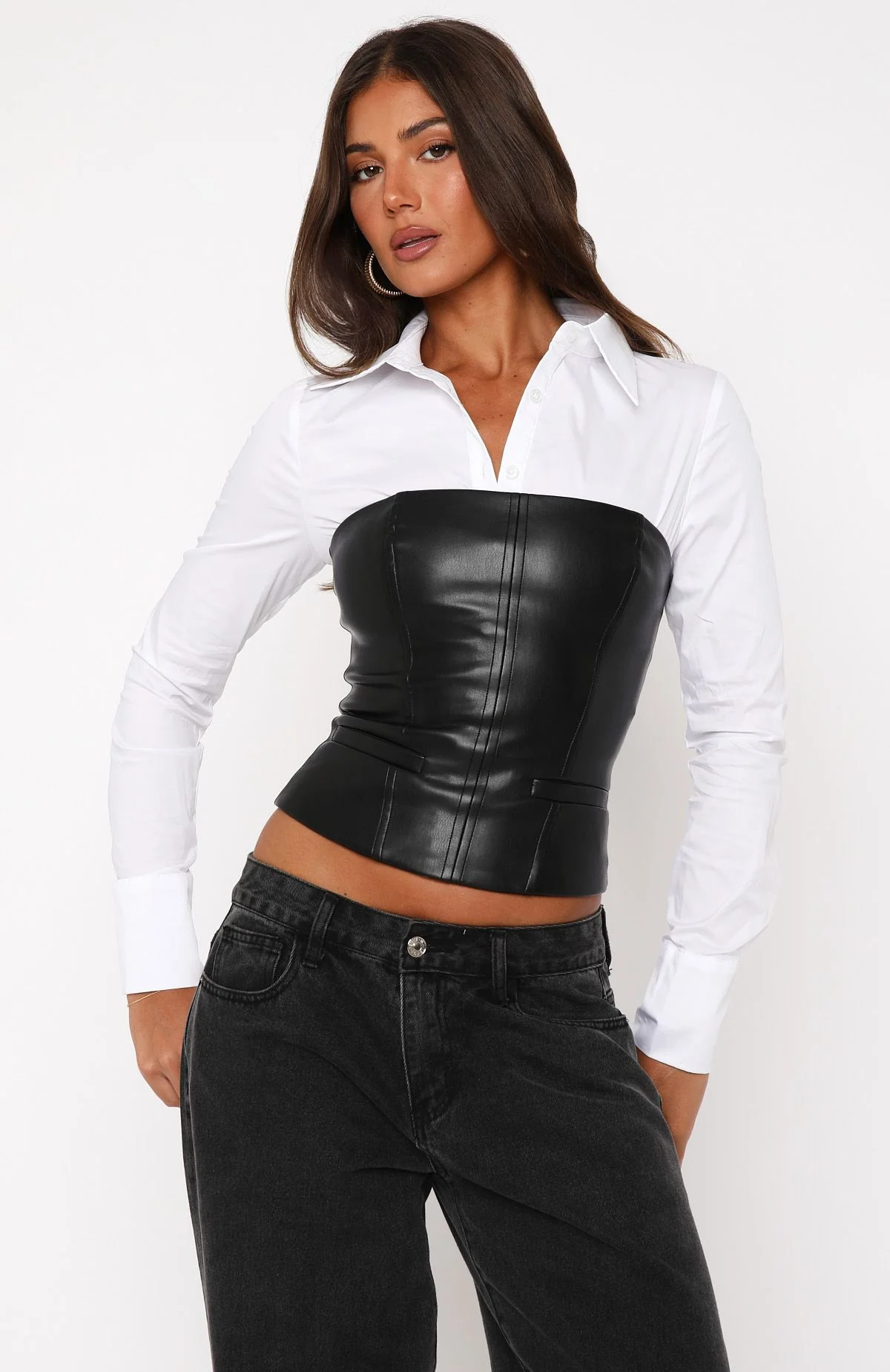 Won't Tell You Again PU Bustier Black