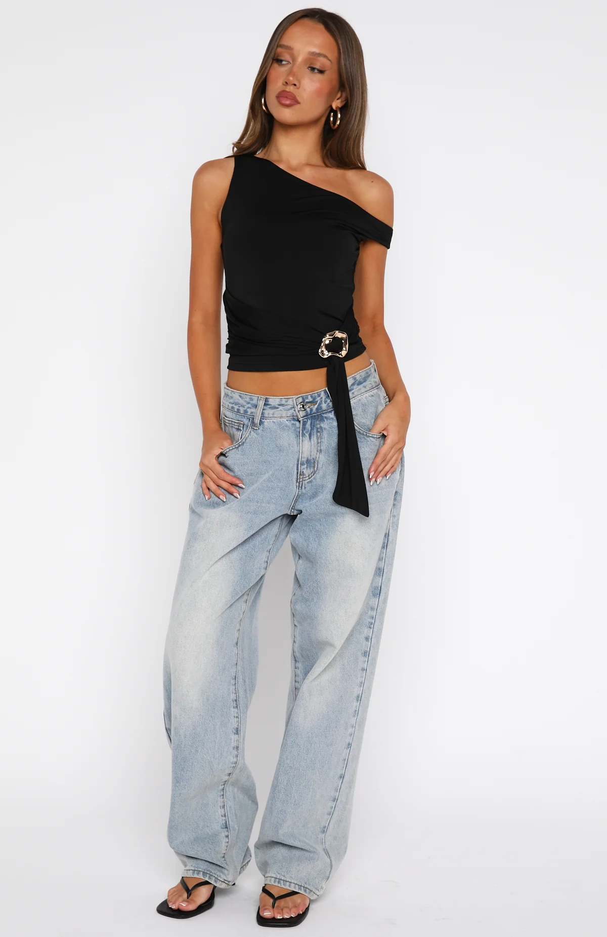 Stuck In A Dream Off Shoulder Top Black