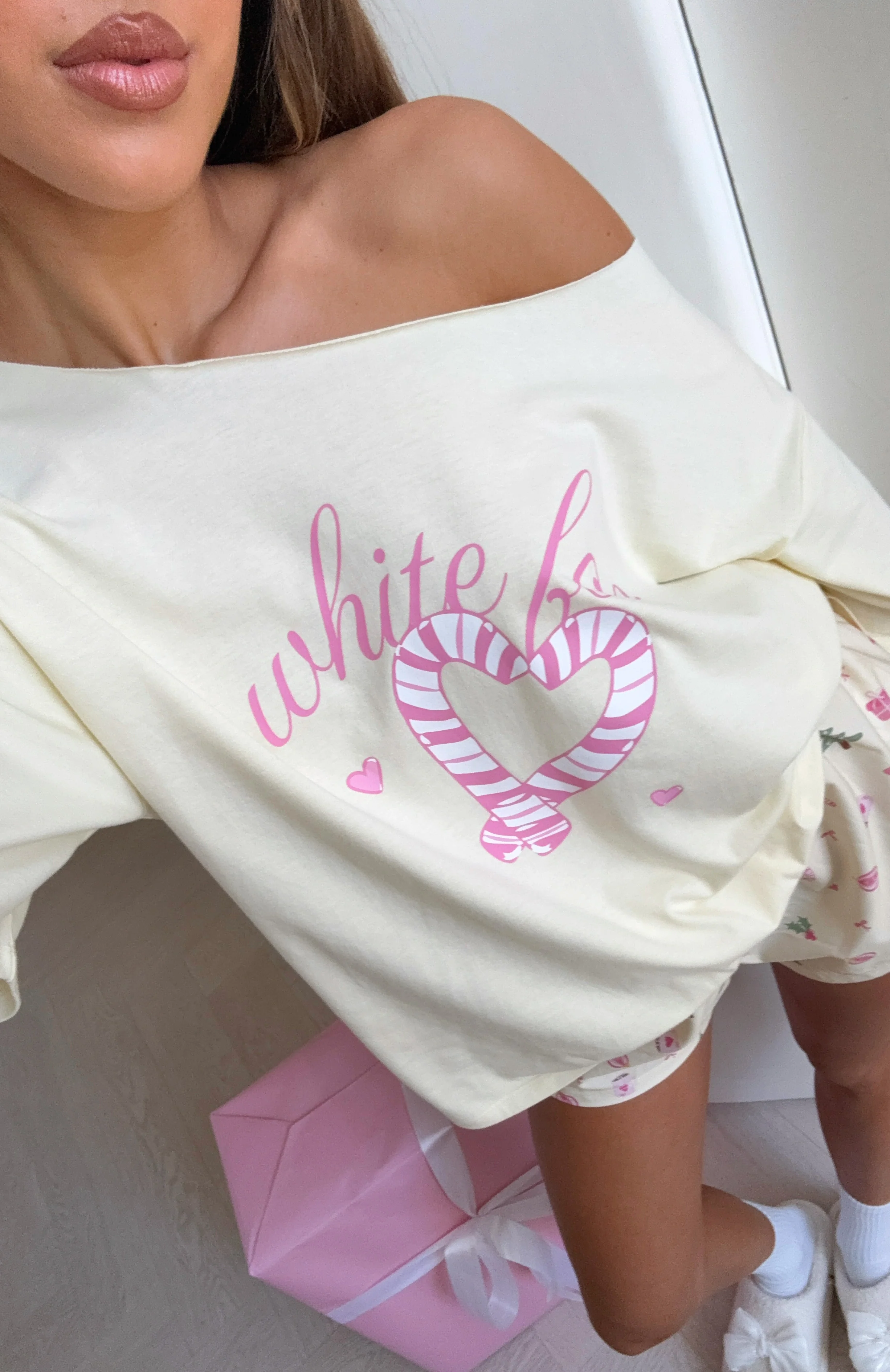 Sweetheart Pyjama Off Shoulder Tee Lemon