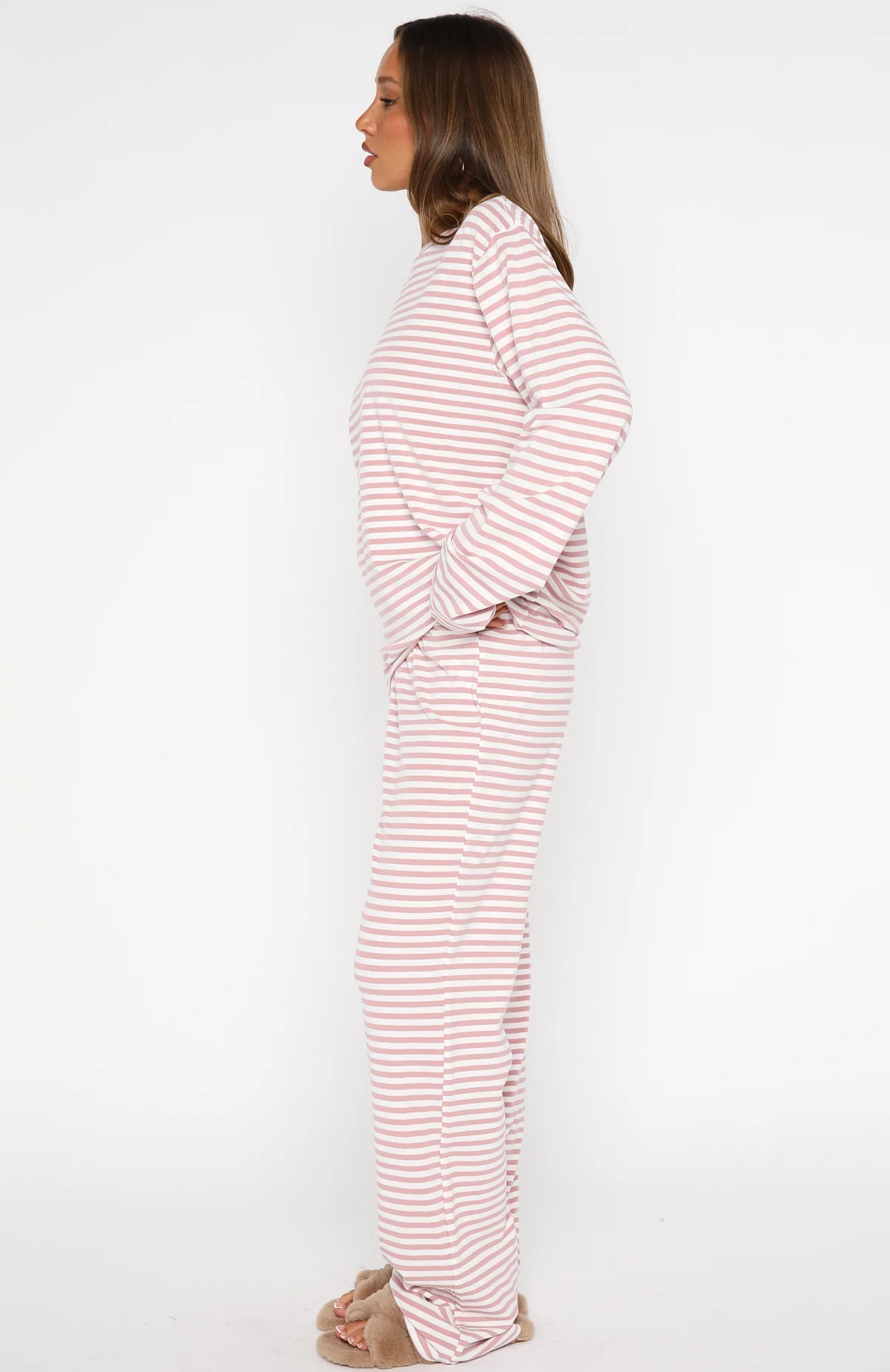 Slow Life Pyjama Pants Pink/White Stripe