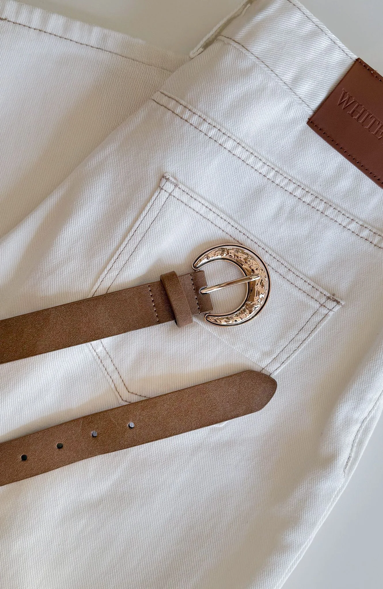 Elanor Belt Tan Faux Suede/Gold