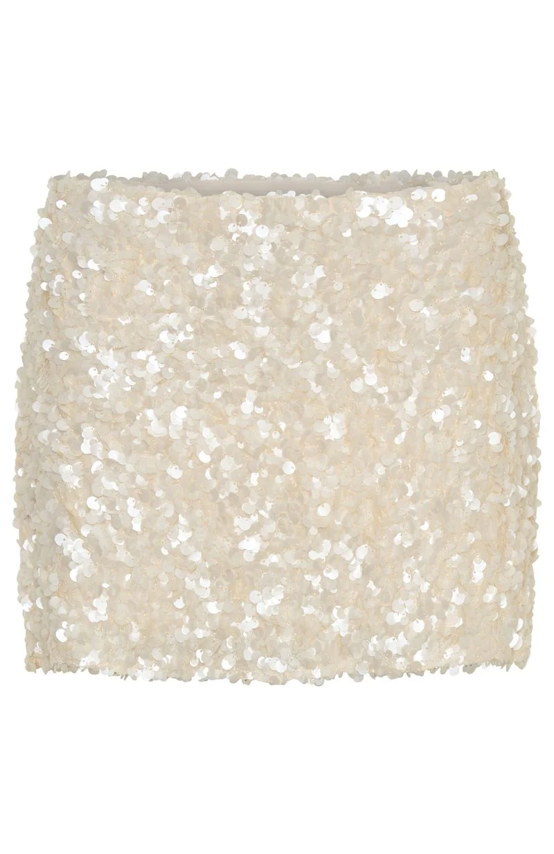Soft Power Sequin Mini Skirt Cream