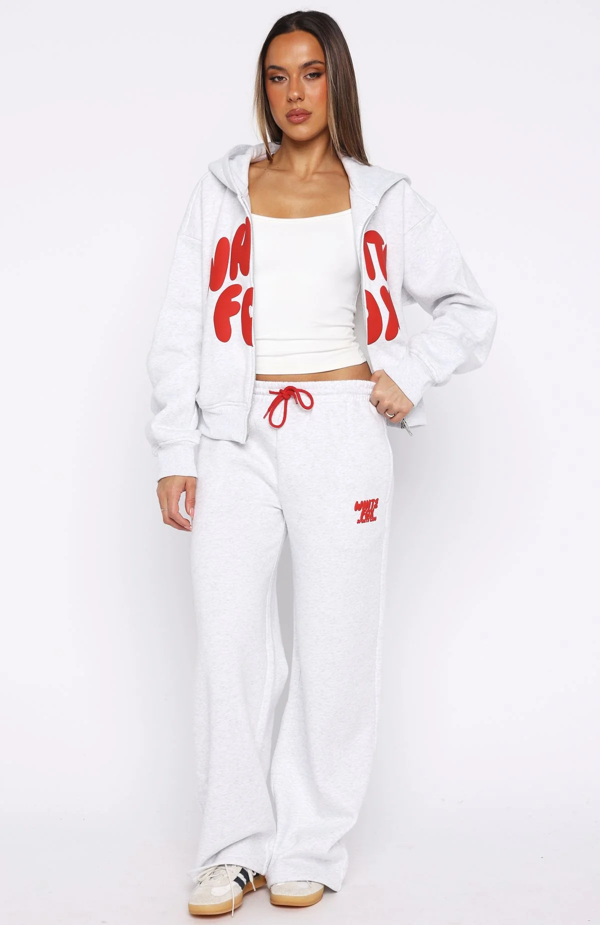 Club 14 Allie Wide Leg Sweatpants Grey Marle