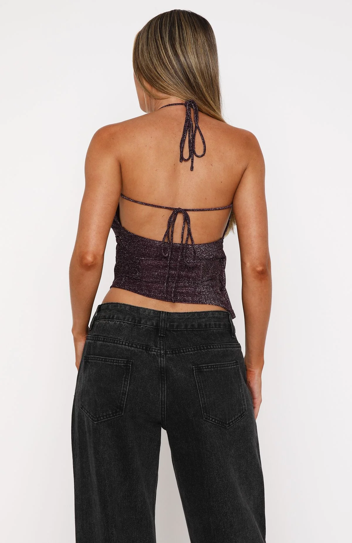 Big City Lights Halter Top Plum