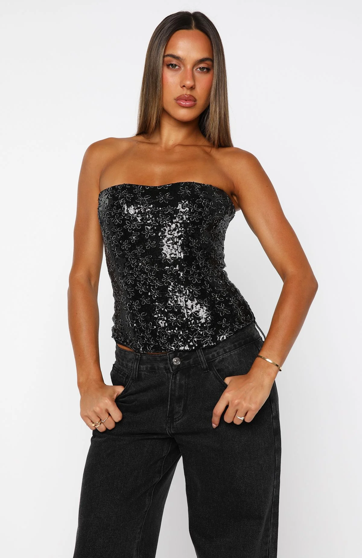 Paint The Sky Strapless Bustier Black